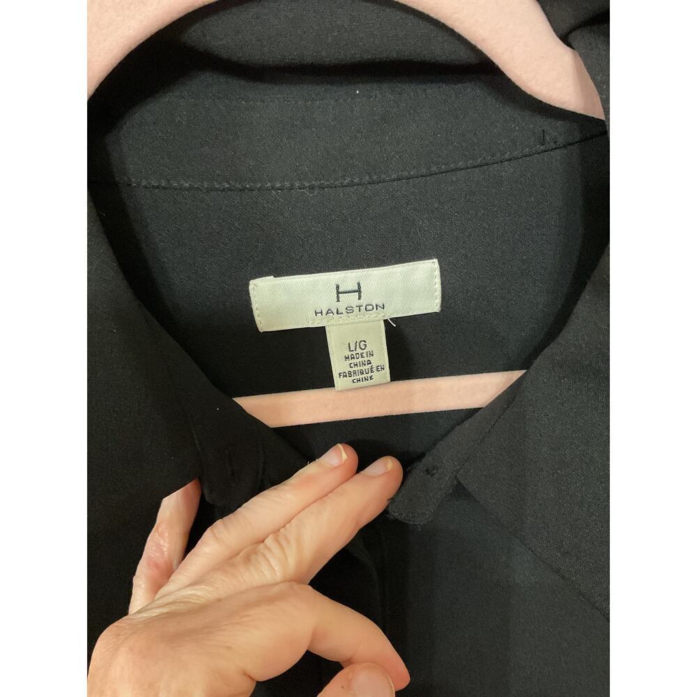 H by Halston Women's Black Fringe Button Down Tunic, L - Picture 8 of 12